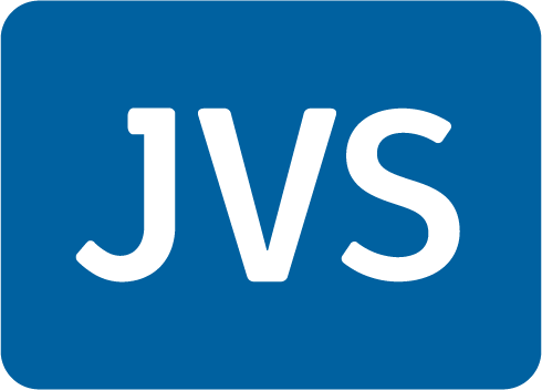 JVS Blue Background White Font Logo